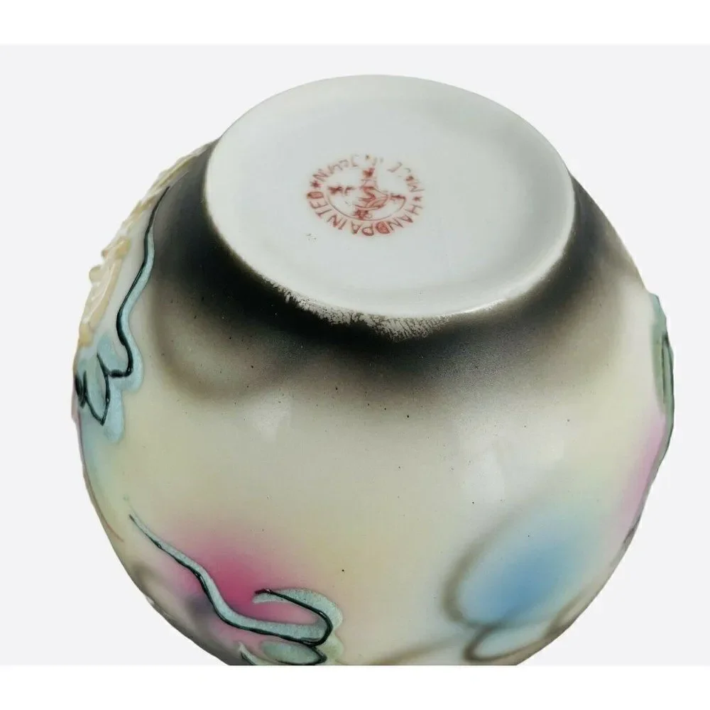 Vintage Dragonware Moriage Teacup and 2 Saucers Hand Painted Japan Blue Eyes 3D
